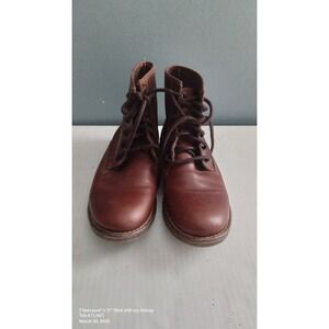 Leather Ankle Boots Brown Lace Up Casual Comfortable Shoes